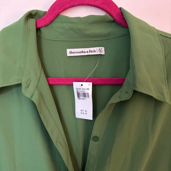 Abercrombie & Fitch Button Down Twist Front Long Sleeve Mini Dress NWT - Picture 4 of 10